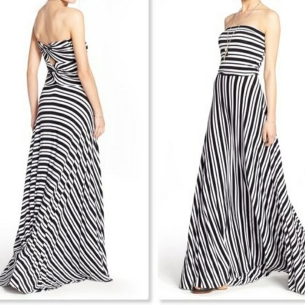Felicity & Coco Black and White strapless dress